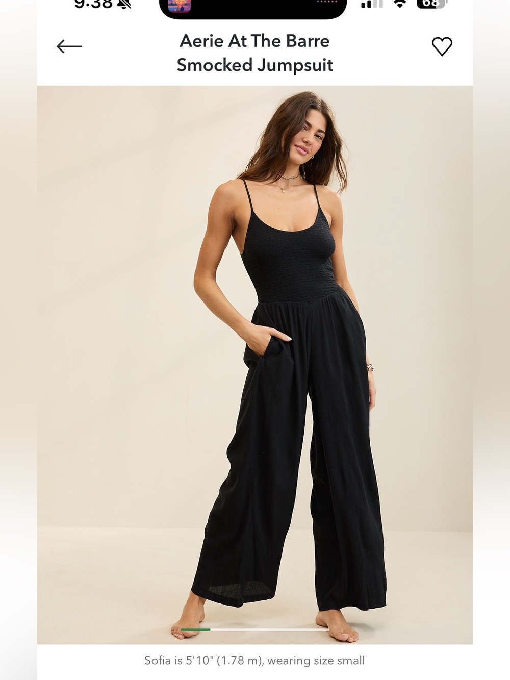 NWT Size XL Aerie Smocked Black Jumpsuit - Wide Leg